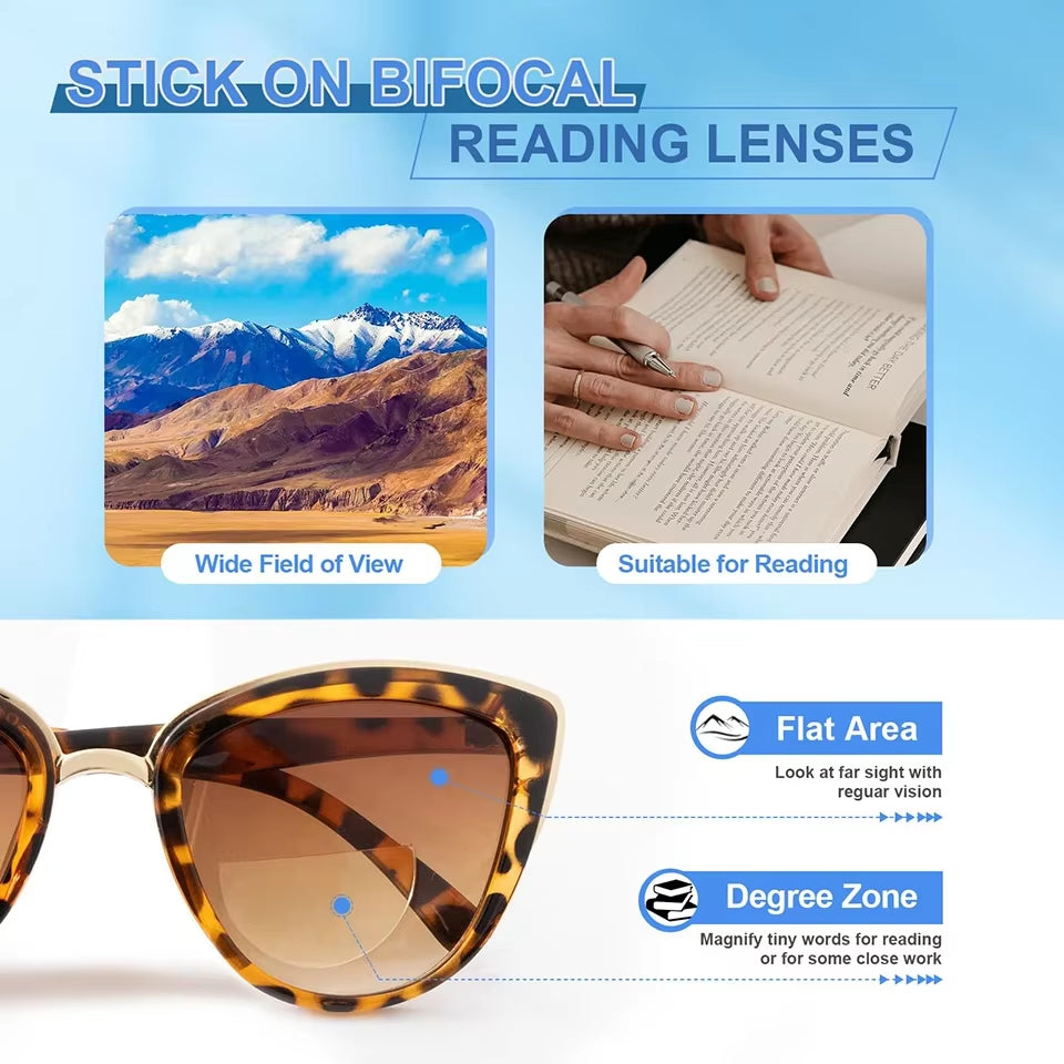 2Pcs Stick-On Reading Glasses Lens Liquid Silicone Bifocal Presbyopic Lenses Magnification Bifocal Lenses +100 to +600