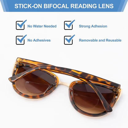 2Pcs Stick-On Reading Glasses Lens Liquid Silicone Bifocal Presbyopic Lenses Magnification Bifocal Lenses +100 to +600